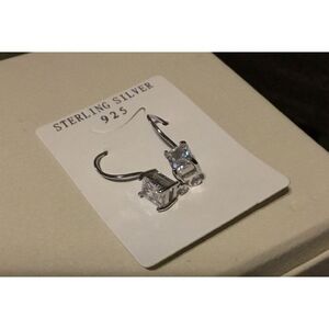 2 Ct Emerald Cut CZ French Wire Earrings-.925 Sterling Silver